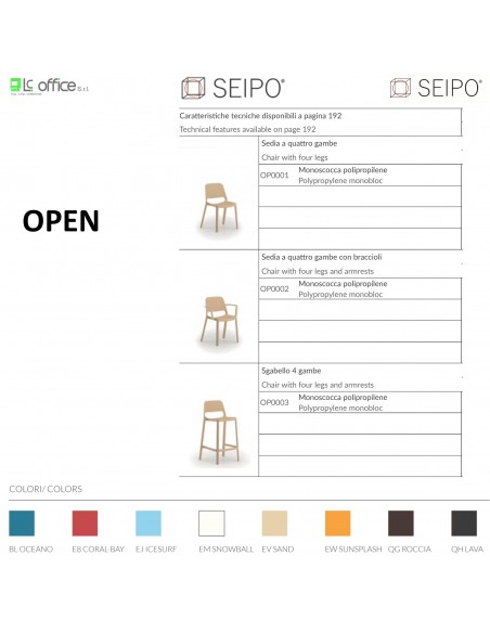 CATALOGO MODELLI SEDIE OPEN SEIPO