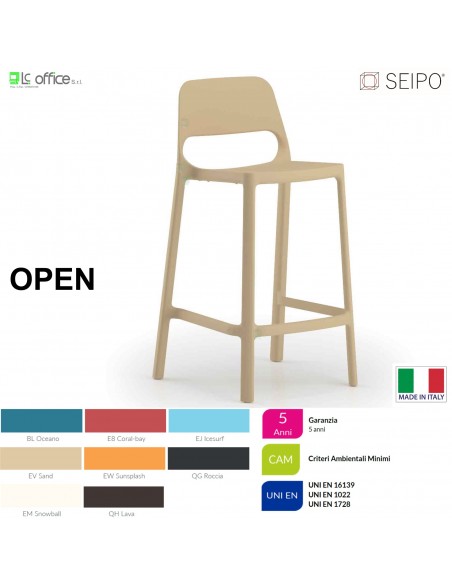 OPEN OP0003  sgabello monoscocca Polipropilene 4 gambe SEIPO