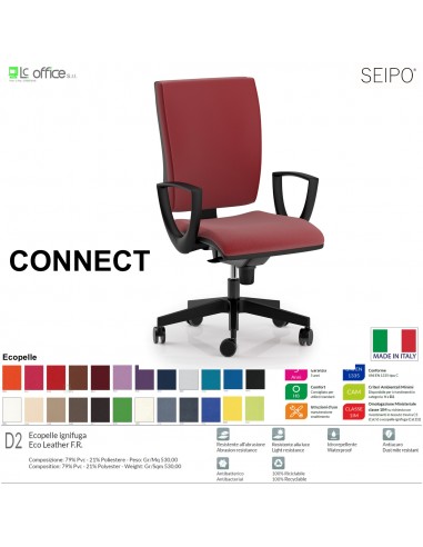 CONNECT CN0050 Poltrona operativa Movimento sincronizzato "R4" braccioli SCHIENALE ALTO SEIPO ECOPELLE D2