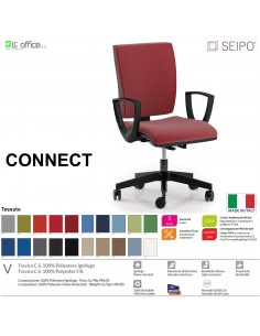 CONNECT CN0055 Poltrona operativa Movimento sincronizzato autobalance "F" braccioli SCHIENALE MEDIO SEIPO TESSUTO V
