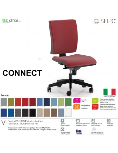 CONNECT CN0056 Poltrona operativa Movimento sincronizzato "R4" SCHIENALE MEDIO SEIPO TESSUTO V