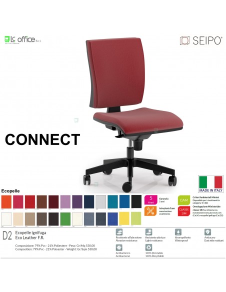 CONNECT CN0056 Poltrona operativa Movimento sincronizzato "R4" SCHIENALE MEDIO SEIPO ECOPELLE D2