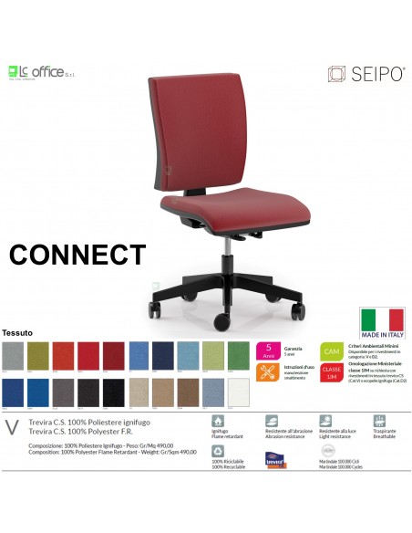 CONNECT CN0058 Poltrona operativa Movimento sincronizzato autobalance "F" SCHIENALE MEDIO SEIPO TESSUTO V