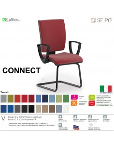 CONNECT CN0061 Poltrona visitatore a slitta con braccioli NERO SCHIENALE MEDIO SEIPO TESSUTO V