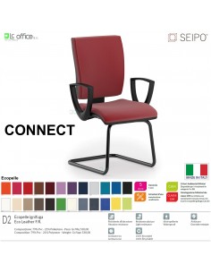 CONNECT CN0061 Poltrona visitatore a slitta NERO CON BRACCIOLLI SCHIENALE MEDIO SEIPO ECOPELLE D2