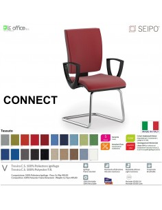 CONNECT CN0062 Poltrona visitatore a slitta CROMATA con braccioli SCHIENALE MEDIO SEIPO TESSUTO V