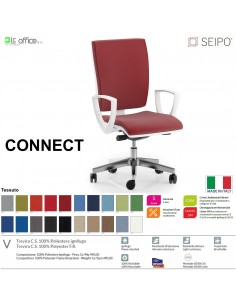 CONNECT bianco CN0071 Poltrona operativa Movimento sincronizzato con traslatore "Z" braccioli SCHIENALE ALTO SEIPO TESSUTO V