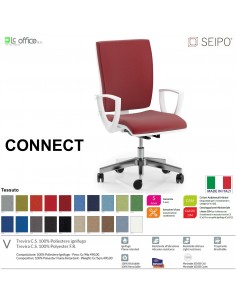 CONNECT bianca CN0072 Poltrona operativa Movimento sincronizzato autobalance "F" braccioli SCHIENALE ALTO SEIPO TESSUTO V