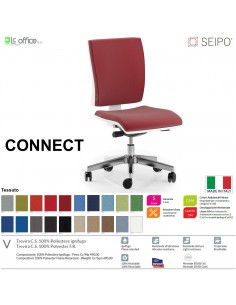 CONNECT bianco CN0077 Poltrona operativa Movimento sincronizzato con traslatore "Z" SCHIENALE MEDIO SEIPO TESSUTO V