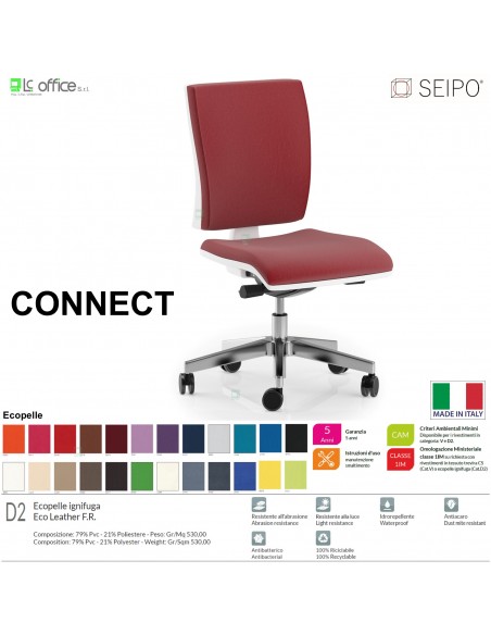 CONNECT bianco CN0077 Movimento sincronizzato con traslatore "Z" SCHIENALE MEDIO SEIPO ECOPELLE D2