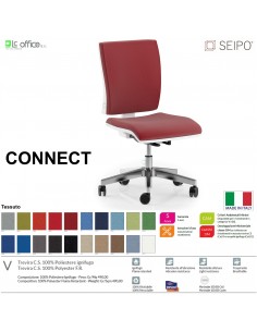 CONNECT bianca CN0078 Poltrona operativa Movimento sincronizzato autobalance "F" SCHIENALE MEDIO SEIPO TESSUTO V