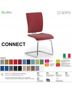 CONNECT BIANCA CN0079 Poltrona visitatore a slitta CROMATA SCHIENALE MEDIO SEIPO TESSUTO V