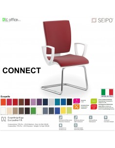 CONNECT CN0080 Poltrona visitatore a slitta CROMATO con braccioli SCHIENALE MEDIO SEIPO ECOPELLE D2