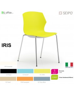 IRIS IR0001 sedia visitatore a quattro gambe in acciaio CROMATO monoscocca SEIPO