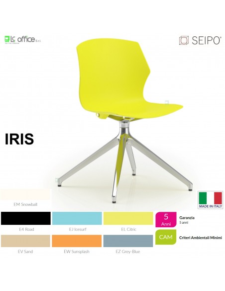 IRIS POLY IR0004 Sedia girevole visitatore base quattro gambe alluminio monoscocca SEIPO