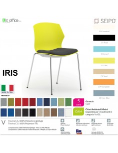 IRIS SOFT IR0007 sedia visitatore a quattro gambe in acciaio CROMATO monoscocca SEIPO TESSUTO V