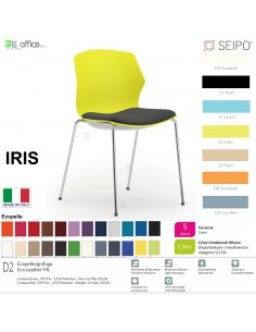 IRIS SOFT IR0007 sedia visitatore a quattro gambe in acciaio CROMATO monoscocca SEIPO ECOPELLE D2