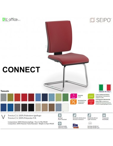 CONNECT CN0060 Poltrona visitatore a slitta CROMATA SCHIENALE MEDIO SEIPO TESSUTO V