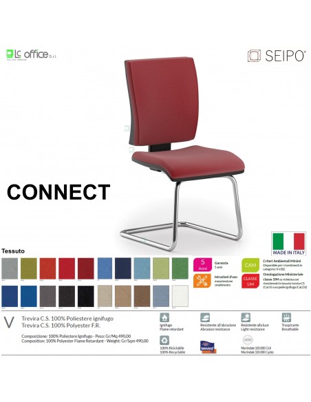 CONNECT CN0060 Poltrona visitatore a slitta CROMATA SCHIENALE MEDIO SEIPO TESSUTO V