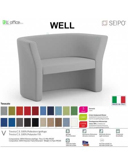 WELL SOFA W0089 Poltrona 2 posti SEIPO TESSUTO V CLASS 1 IM