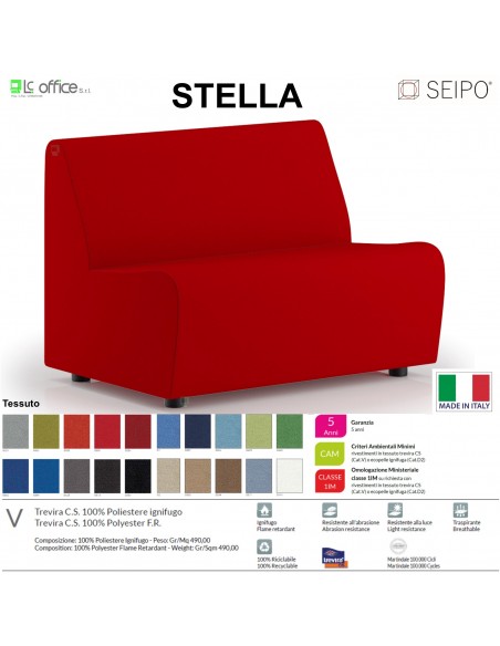 STELLA ST0002 DIVANO COMPONIBILE ELEMENTO PER 2 posti SEIPO TESSUTO V CLASS 1 IM