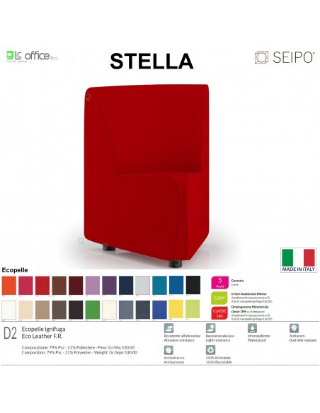 STELLA ST0005 DIVANO COMPONIBILE ELEMENTO PER angolo SEIPO ECOPELLE D2 CLASS 1 IM