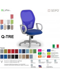 Q.TRE Q0031 Poltrona schienale alto struttura grigia in rete braccioli Movimento sincronizzato "R4" SEIPO TESSUTO V