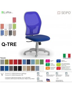 Q.TRE Q0033 Poltrona schienale alto struttura grigia in rete Movimento sincronizzato "R2" SEIPO TESSUTO V