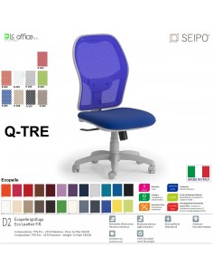 Q.TRE Q0033 Poltrona schienale alto struttura grigia in rete Movimento sincronizzato "R2" SEIPO ECOPELLE D2