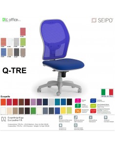 Q.TRE Q0034 Poltrona schienale alto struttura grigia in rete Movimento sincronizzato "R4" SEIPO ECOPELLE D2