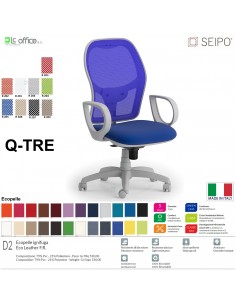 Q.TRE Q0032 Poltrona schienale alto struttura grigia in rete braccioli Movimento sincronizzato "Z" SEIPO ECOPELLE D2