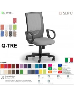 Q-TRE Q0045 Poltrona schienale alto in rete braccioli Movimento sincronizzato "R4" SEIPO ECOPELLE D2