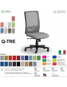 Q-TRE Q0047 Poltrona schienale alto in rete Movimento sincronizzato "R2" SEIPO TESSUTO V