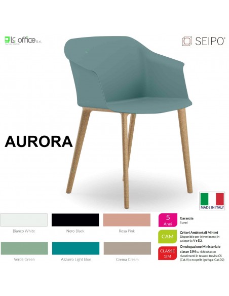 AURORA POLY AP0002 Sedia MONOSCOCCA fissa a quattro gambe effeto legno SEIPO