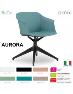 AURORA POLY AP0004 Sedia MONOSCOCCA Sedia girevole a quattro gambe piramidali in nylon nero con piedini SEIPO