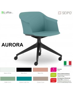 AURORA POLY AP0005 Sedia MONOSCOCCA Sedia girevole a quattro gambe piramidali in nylon nero con con ruote SEIPO