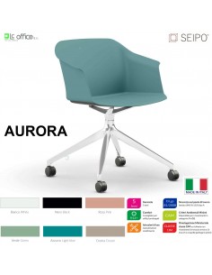 AURORA POLY AP0007 Sedia MONOSCOCCA Sedia girevole a quattro gambe piramidali in alluminio con ruote SEIPO