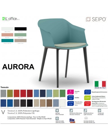 AURORA SOFT AE0001 Sedia MONOSCOCCA fissa a quattro gambe nere SEIPO TESSUTO V