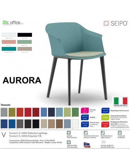 AURORA SOFT AE0001 Sedia MONOSCOCCA fissa a quattro gambe nere SEIPO TESSUTO V