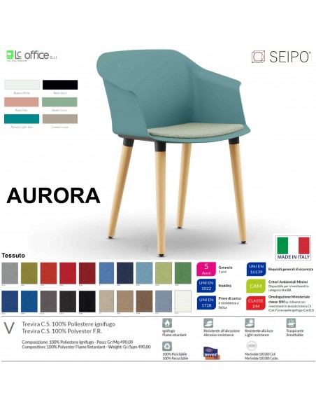 AURORA SOFT AE0003 Sedia MONOSCOCCA fissa a quattro gambe in legno SEIPO TESSUTO V