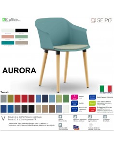 AURORA SOFT AE0003 Sedia MONOSCOCCA fissa a quattro gambe in legno SEIPO TESSUTO V
