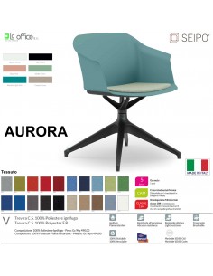 AURORA SOFT AE0003 Sedia MONOSCOCCA  girevole a quattro gambe piramidali in nylon nero con piedini SEIPO TESSUTO V