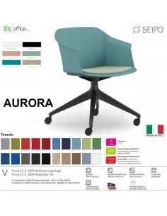AURORA SOFT AE0005 Sedia MONOSCOCCA  girevole a quattro gambe piramidali in nylon nero con ruote SEIPO TESSUTO V