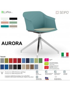 AURORA SOFT AE0006 Sedia MONOSCOCCA  girevole a quattro gambe piramidali in alluminio con piedini SEIPO TESSUTO V