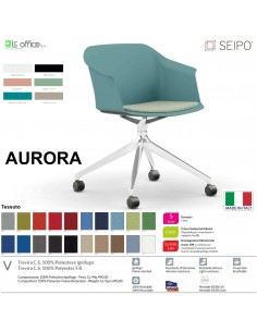 AURORA SOFT AE0007 Sedia MONOSCOCCA  girevole a quattro gambe piramidali in alluminio con ruote SEIPO TESSUTO V