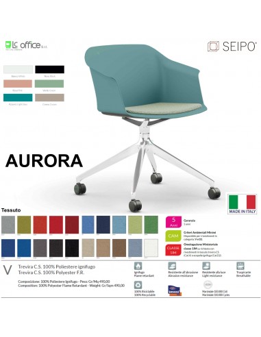 AURORA SOFT AE0007 Sedia MONOSCOCCA  girevole a quattro gambe piramidali in alluminio con ruote SEIPO TESSUTO V
