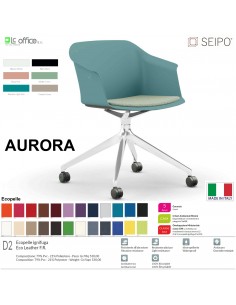 AURORA SOFT AE0007 Sedia MONOSCOCCA girevole a quattro gambe piramidali in alluminio con ruote SEIPO ECOPELLE D2
