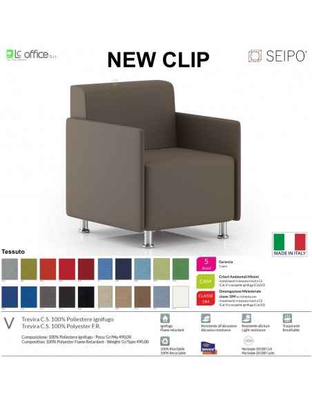 NEWCLIP N00011 Poltrona attesa singolo imbottita Piedini autolivellanti SEIPO tessuto V