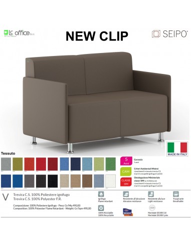 NEWCLIP N00012 Divano 2 posti imbottito Piedini autolivellanti SEIPO tessuto V