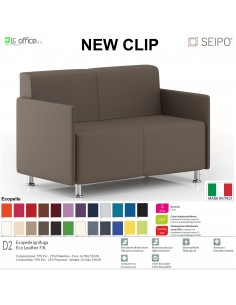 NEWCLIP N00012 Divano 2 posti imbottito Piedini autolivellanti ECOPELLE D2